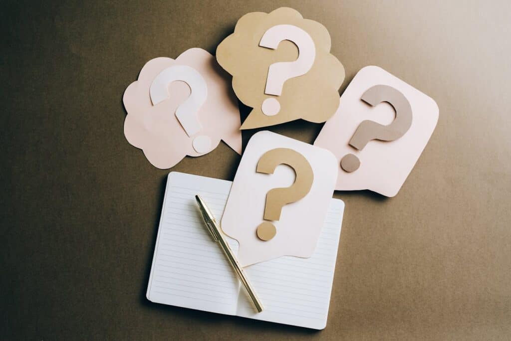 Visual concept of legal questions and accident claim confusion – used in California auto law and FAQ sections.