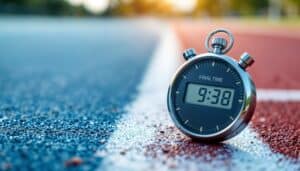Digital stopwatch on a running track symbolizing the timeline of a California Lemon Law case.